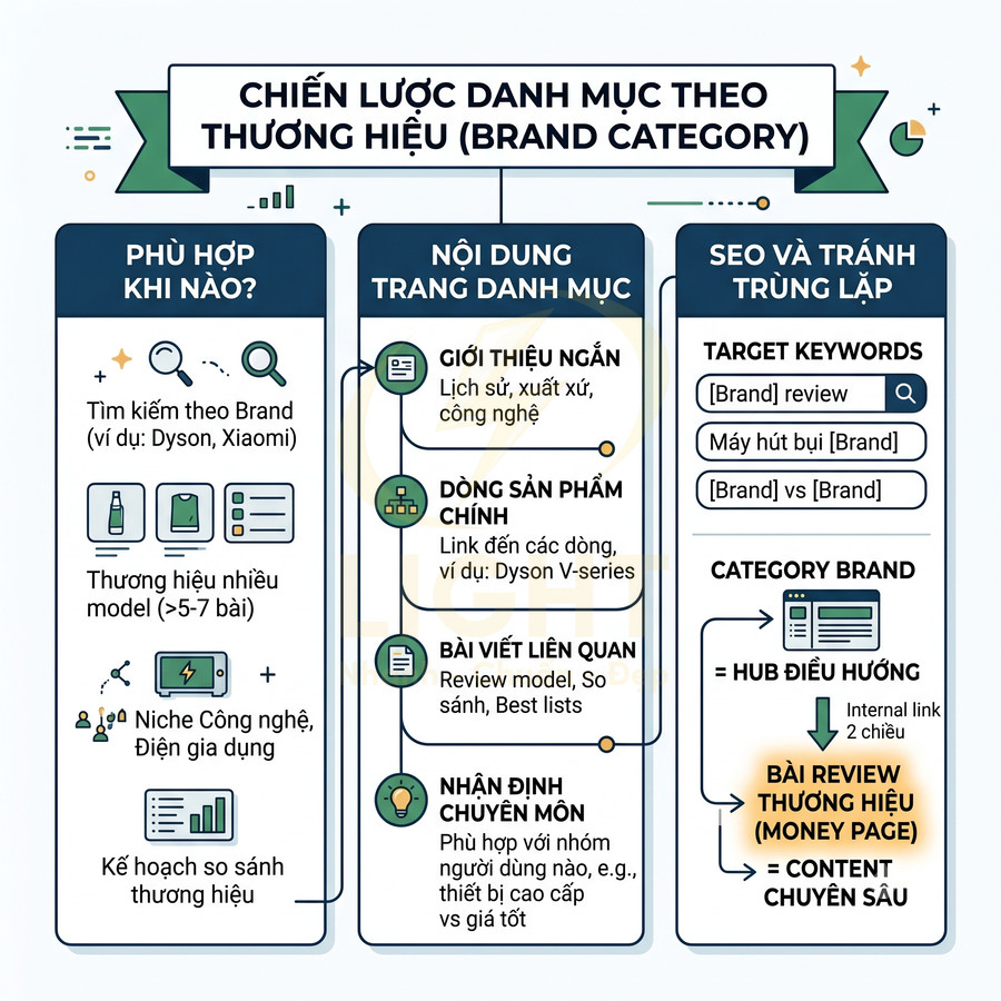 Chiến lược xây dựng trang danh mục thương hiệu chuẩn SEO với nội dung, từ khóa và liên kết nội bộ