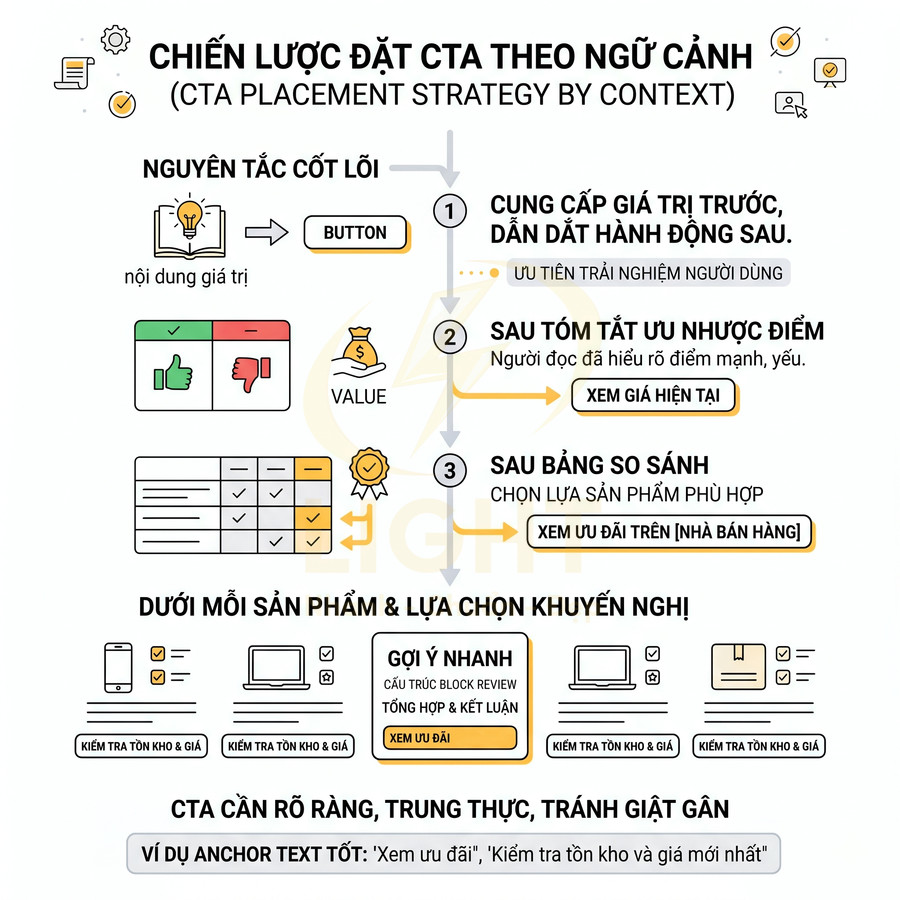 Chiến lược đặt CTA theo ngữ cảnh với các vị trí nút kêu gọi hành động tối ưu trên trang sản phẩm
