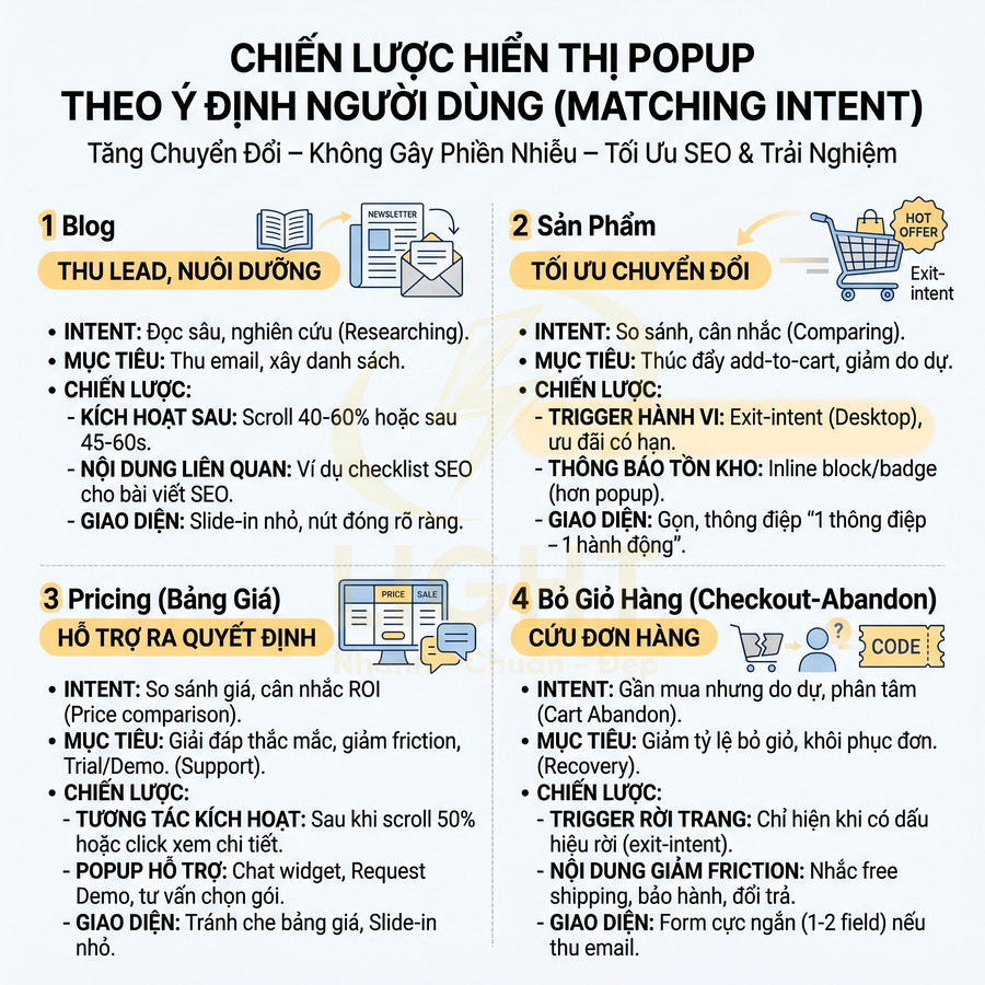 Chiến lược hiển thị popup theo ý định người dùng giúp tăng chuyển đổi và tối ưu trải nghiệm trên website