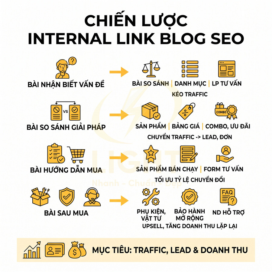 Chiến lược internal link blog SEO với các loại bài viết dẫn traffic, tăng lead và doanh thu