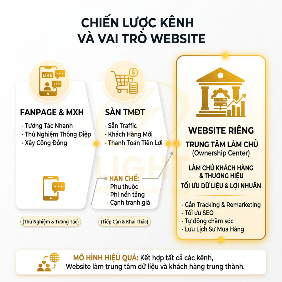Có nên bán hàng trên website riêng khi đã có fanpage và sàn thương mại điện tử?