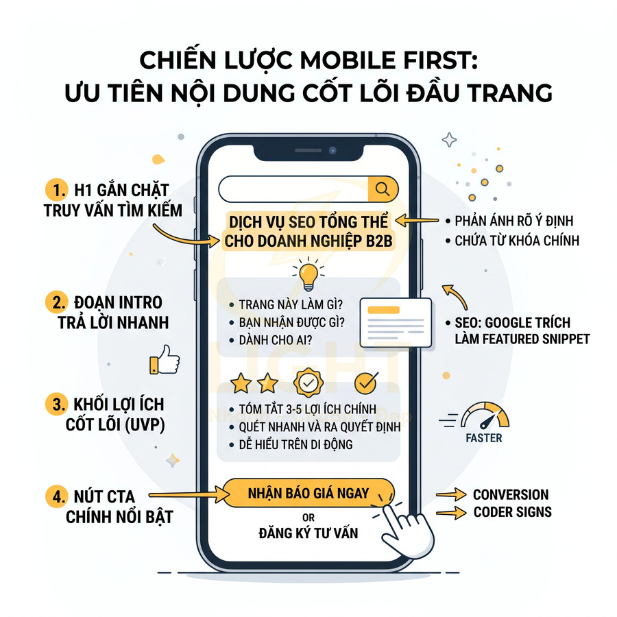 Chiến lược mobile first tối ưu nội dung SEO cho doanh nghiệp B2B trên giao diện điện thoại di động