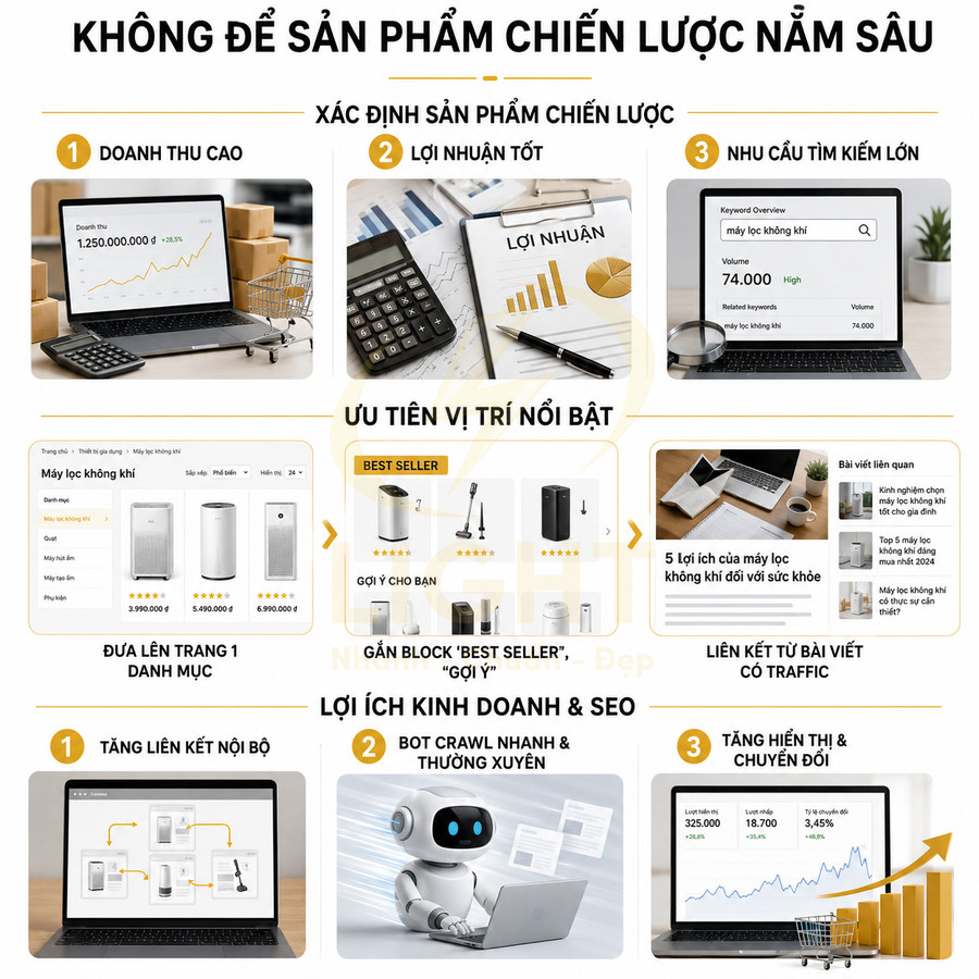 Infographic hướng dẫn tối ưu kinh doanh và SEO cho sản phẩm máy lọc không khí trên website thương mại điện tử