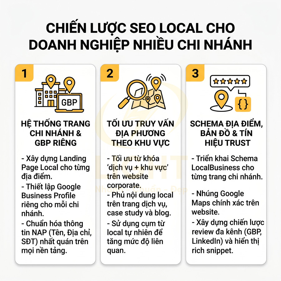 Chiến lược SEO local cho doanh nghiệp nhiều chi nhánh với 3 bước tối ưu trang chi nhánh và địa điểm