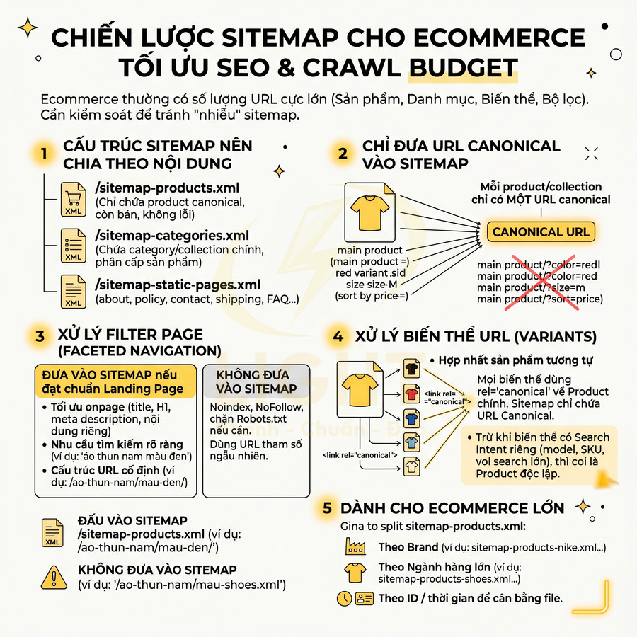 Chiến lược tối ưu sitemap cho website ecommerce nhằm cải thiện SEO và quản lý crawl budget