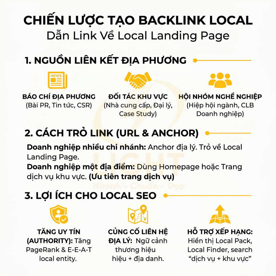 Chiến lược tạo backlink local dẫn link về local landing page và lợi ích cho SEO địa phương