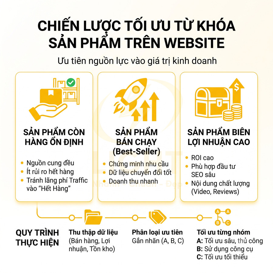 Chiến lược tối ưu từ khóa sản phẩm trên website với 3 nhóm sản phẩm và quy trình thực hiện chi tiết