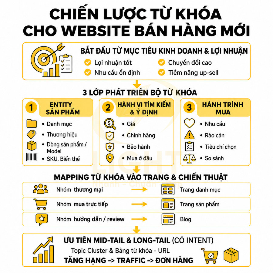 Cách lên bộ từ khóa cho website bán hàng mới