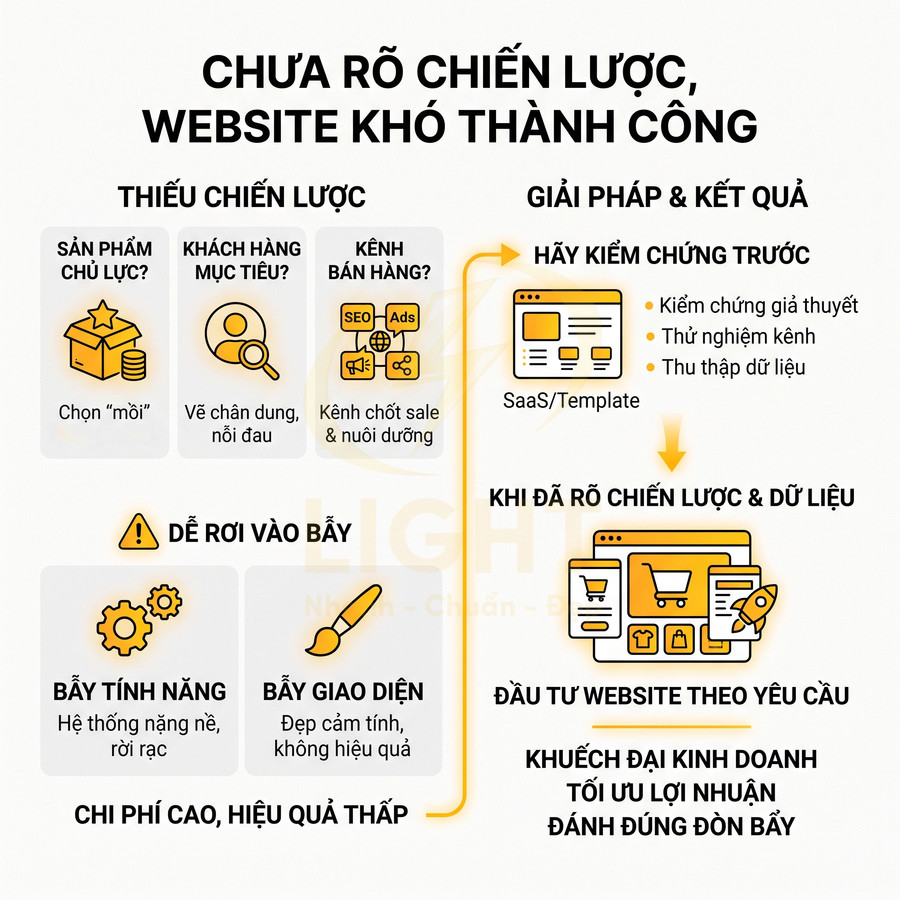 Infographic quy trình xây dựng chiến lược và đầu tư website theo yêu cầu để tối ưu hiệu quả kinh doanh