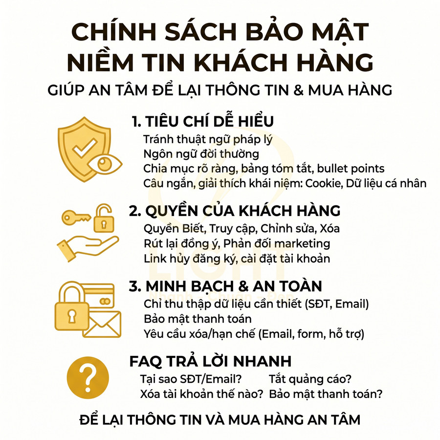 Chính sách bảo mật thông tin khách hàng với tiêu chí dễ hiểu, minh bạch, an toàn và quyền kiểm soát dữ liệu cá nhân