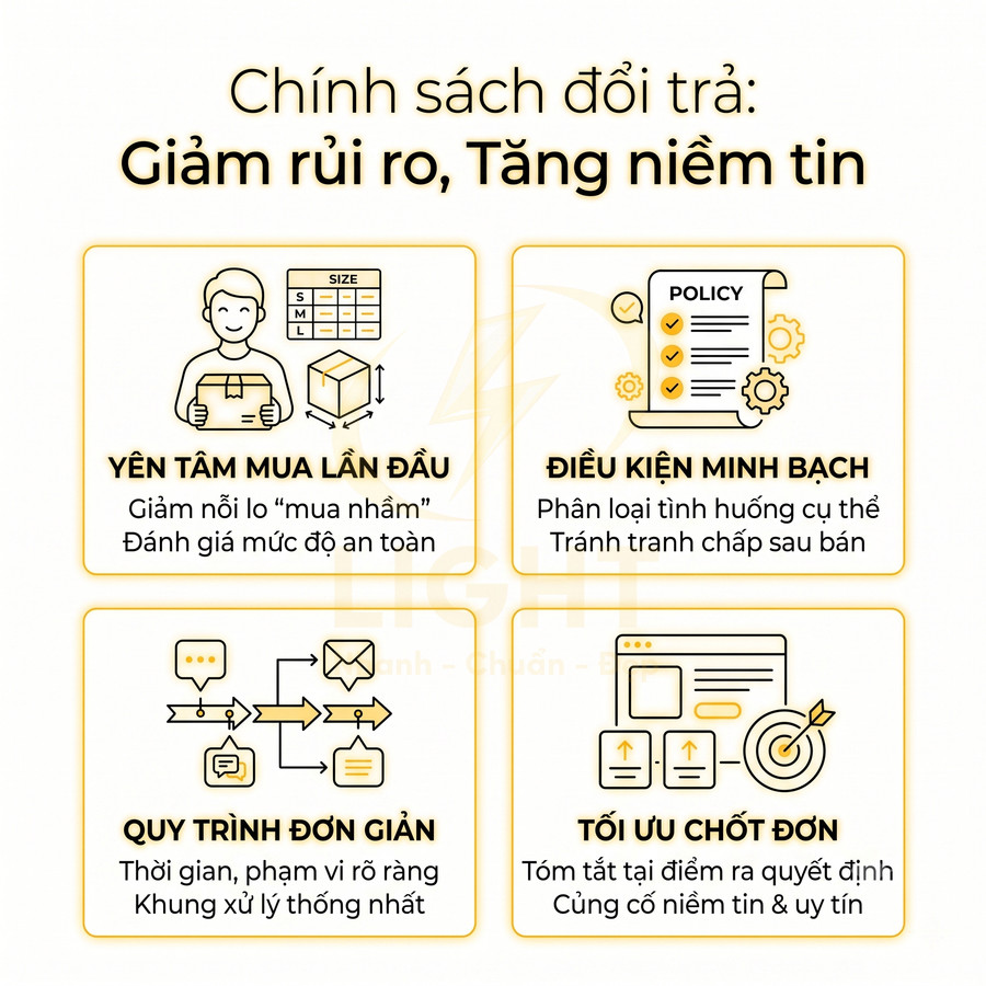 Chính sách đổi trả sản phẩm giảm rủi ro tăng niềm tin với điều kiện minh bạch và quy trình đơn giản