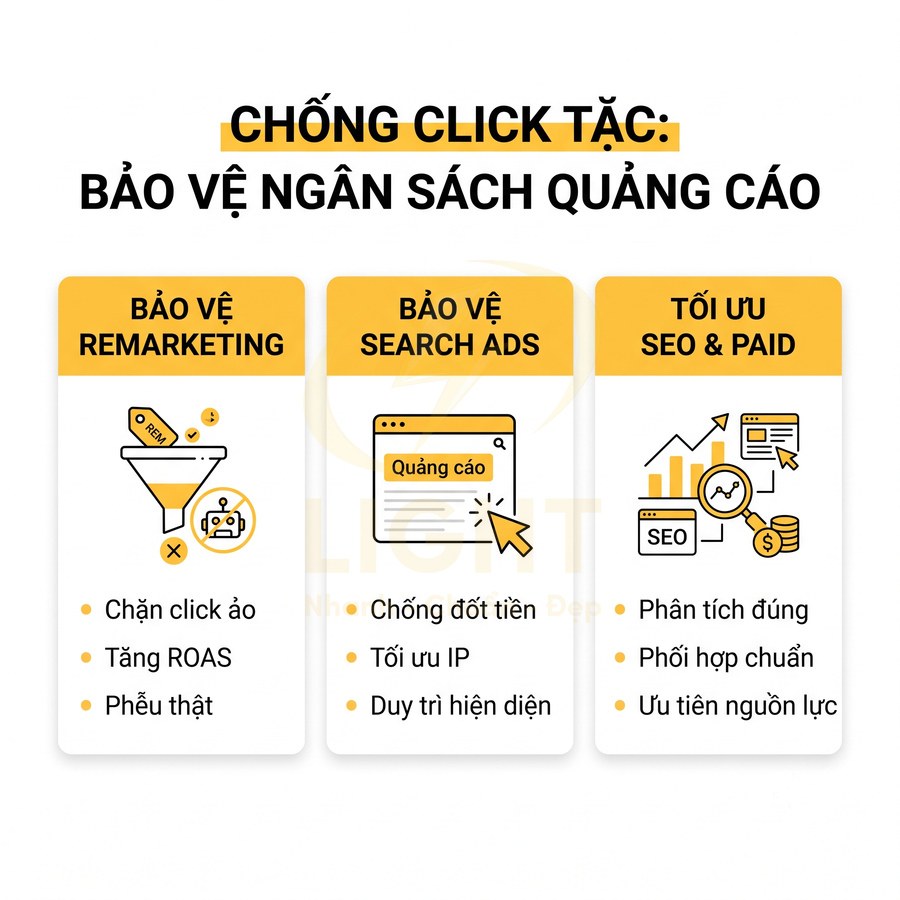 Giải pháp chống click tặc bảo vệ ngân sách quảng cáo, tối ưu remarketing, search ads và SEO paid