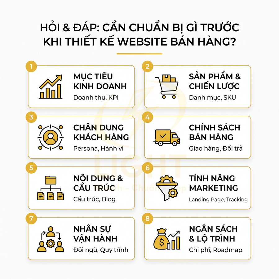 Checklist 8 bước cần chuẩn bị trước khi thiết kế website bán hàng bằng tiếng Việt