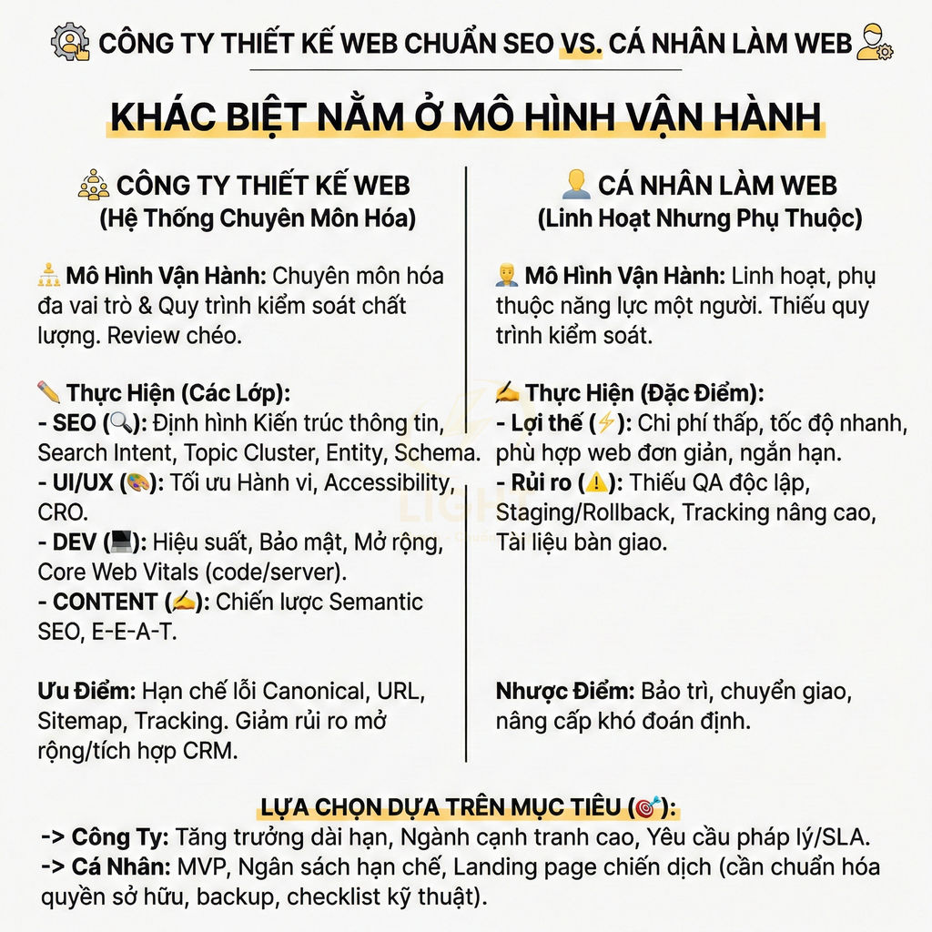 Công ty thiết kế website chuẩn SEO khác gì cá nhân làm web?