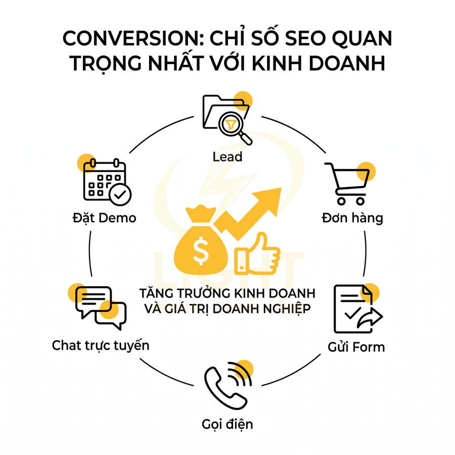 Sơ đồ quy trình conversion trong SEO từ lead đến đơn hàng giúp tăng trưởng kinh doanh