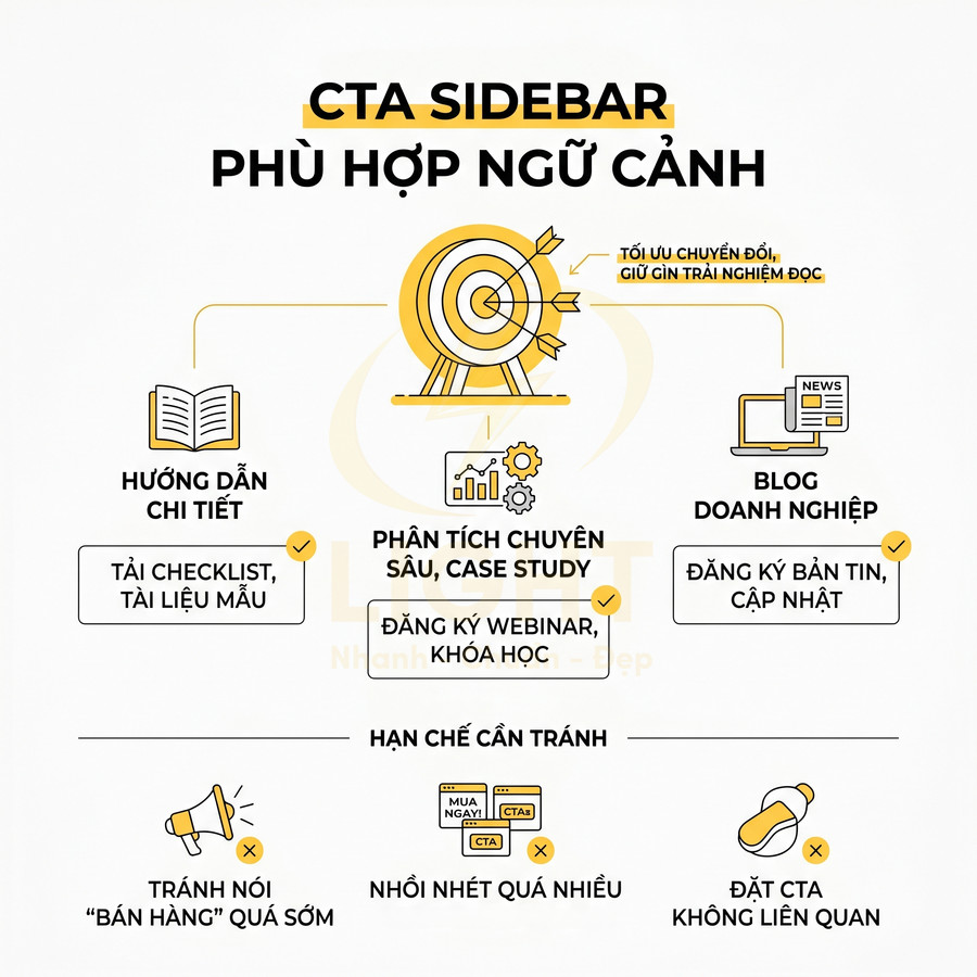 Hướng dẫn thiết kế CTA sidebar phù hợp ngữ cảnh với ví dụ nội dung nên dùng và cần tránh