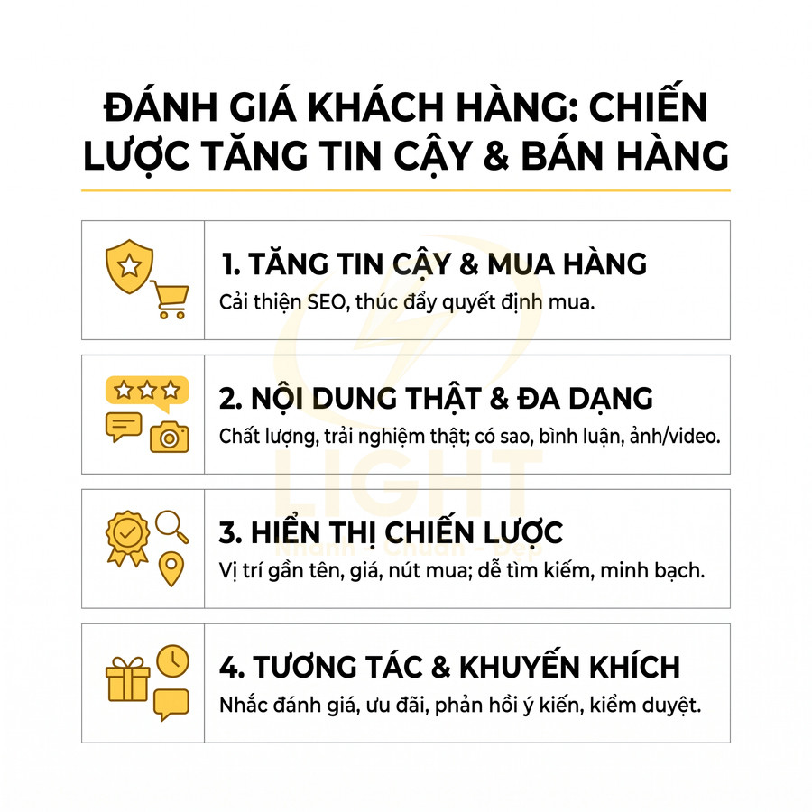 Website bán hàng cần hiển thị đánh giá khách hàng như thế nào?