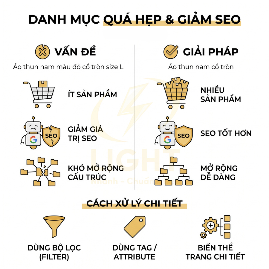Hướng dẫn tối ưu danh mục áo thun nam cổ tròn để tăng số sản phẩm và cải thiện SEO cho website bán hàng