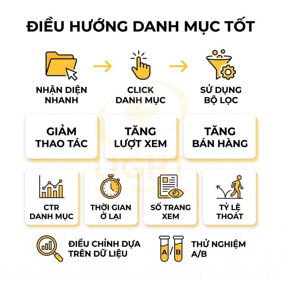 Lợi ích điều hướng danh mục tốt trong website thương mại điện tử giúp tăng lượt xem và doanh số bán hàng