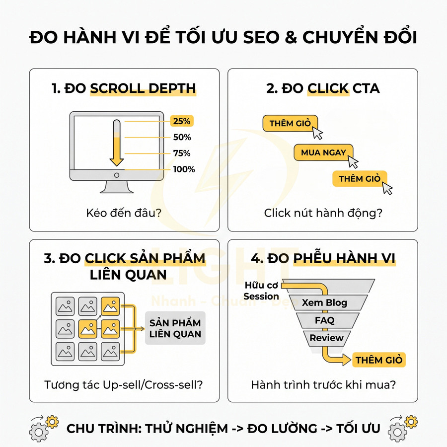 Infographic đo hành vi người dùng để tối ưu SEO và chuyển đổi trên website bán hàng