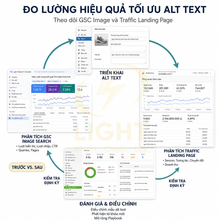 Quy trình đo lường hiệu quả tối ưu alt text bằng Google Search Console và Google Analytics