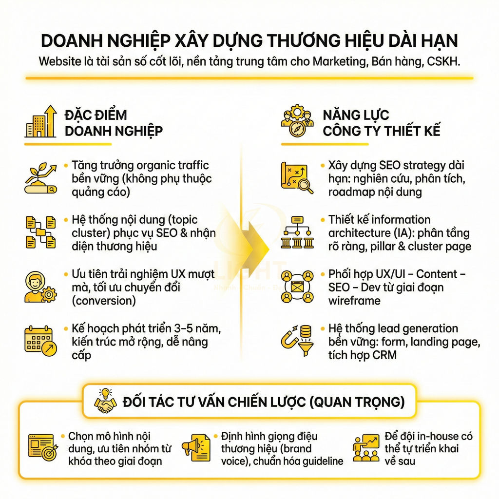 Infographic về giải pháp xây dựng website doanh nghiệp cho chiến lược SEO và thương hiệu dài hạn