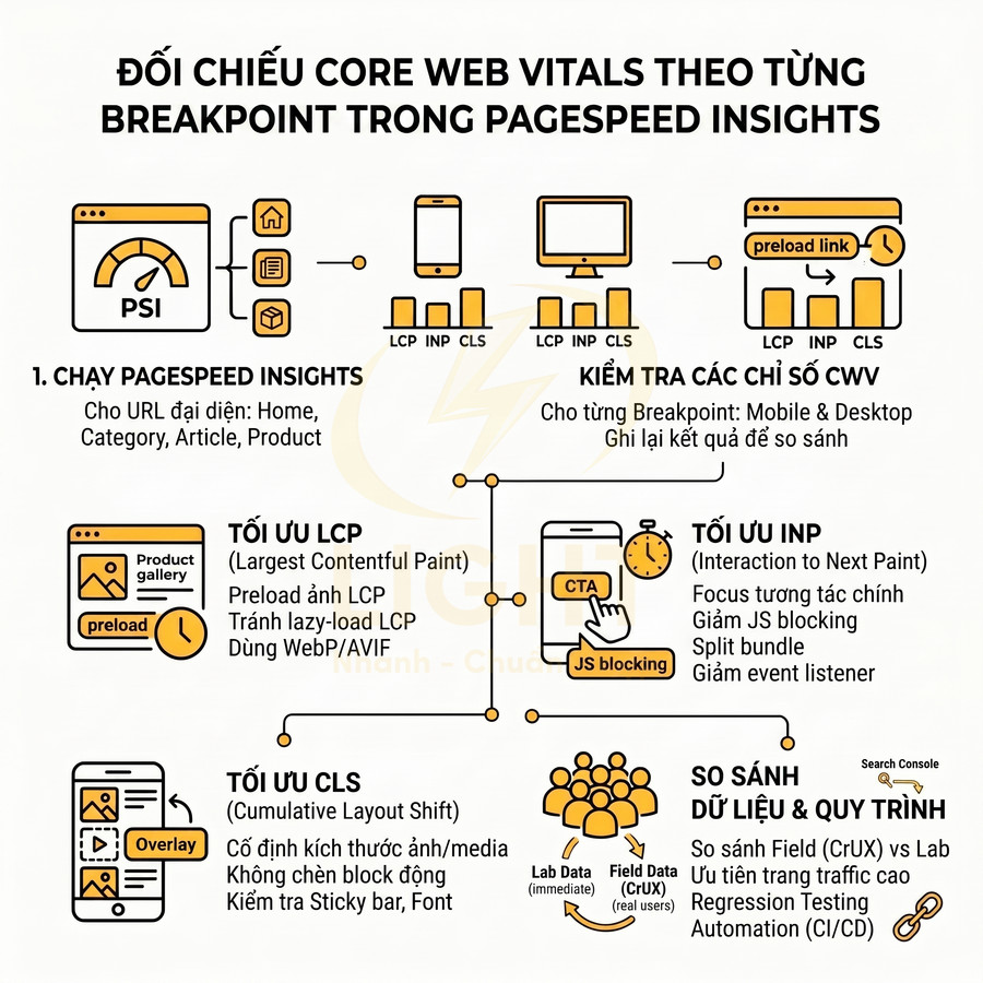 Hướng dẫn tối ưu Core Web Vitals theo từng breakpoint trong Google PageSpeed Insights