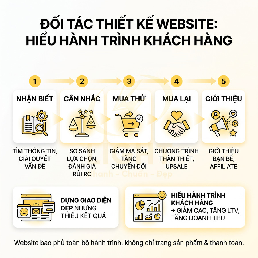 Mô hình hành trình khách hàng 5 bước và lợi ích thiết kế website hiểu hành vi người dùng