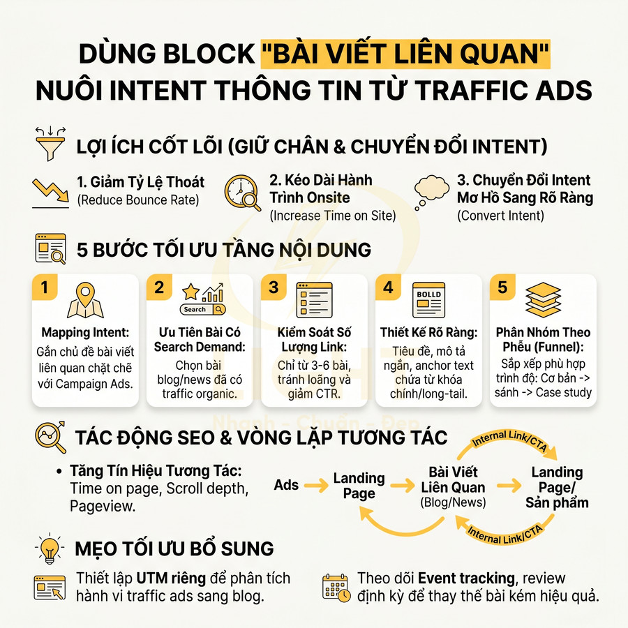 Hướng dẫn dùng block bài viết liên quan để tối ưu nội dung, giữ chân người đọc và tăng chuyển đổi từ traffic ads