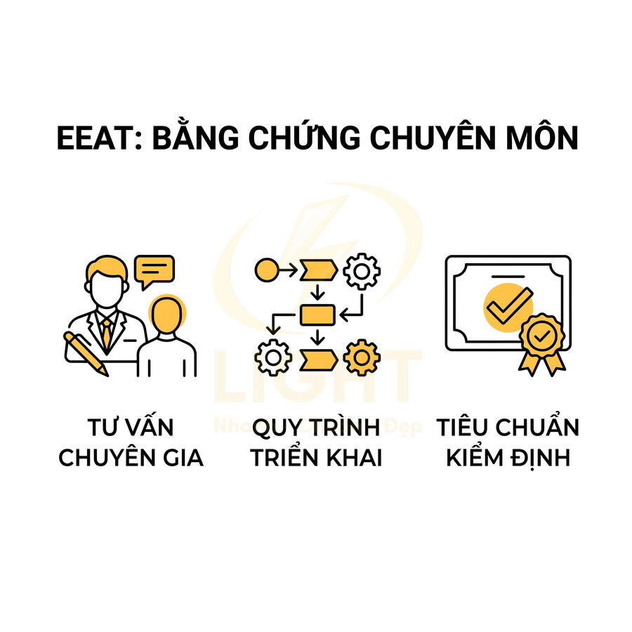 EEAT bằng chứng chuyên môn với tư vấn chuyên gia quy trình triển khai và tiêu chuẩn kiểm định chất lượng
