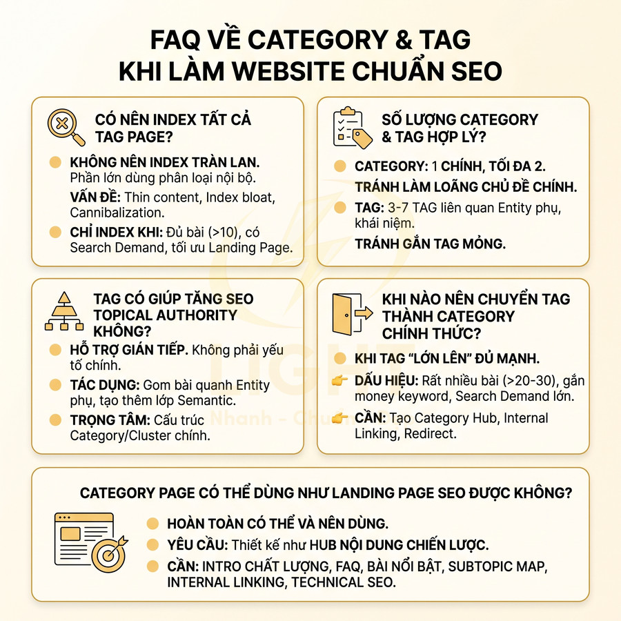FAQ hướng dẫn sử dụng category và tag để tối ưu SEO khi xây dựng cấu trúc website