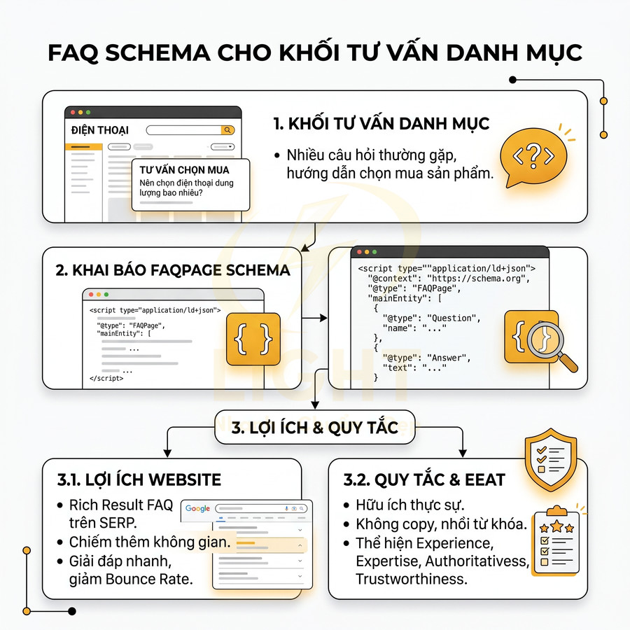 Hướng dẫn sử dụng FAQ schema cho khối tư vấn danh mục sản phẩm để tăng hiển thị SEO trên website