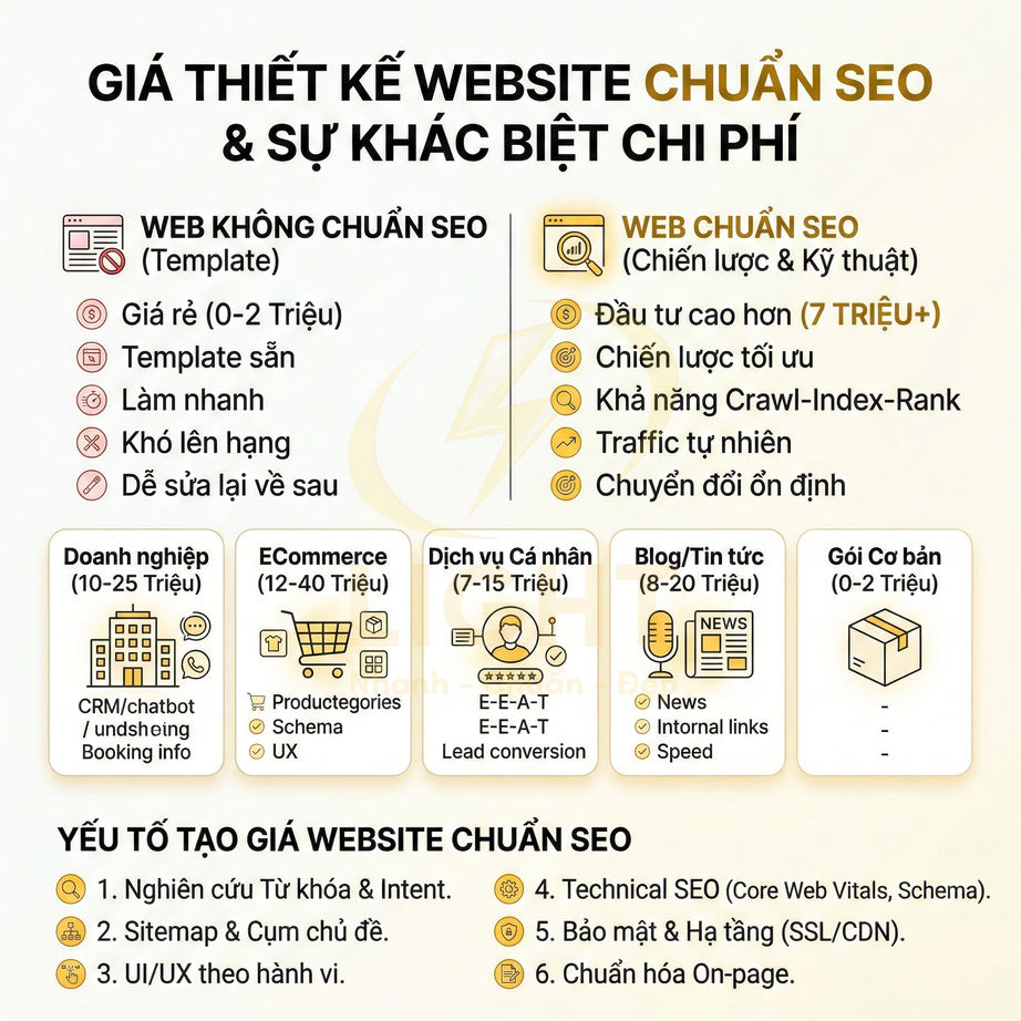 Giá thiết kế website chuẩn SEO khác gì so với website không chuẩn SEO?
