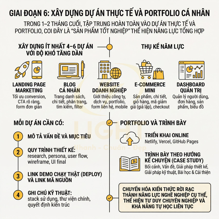 Infographic hướng dẫn xây dựng dự án thực tế và portfolio cá nhân cho lập trình viên web