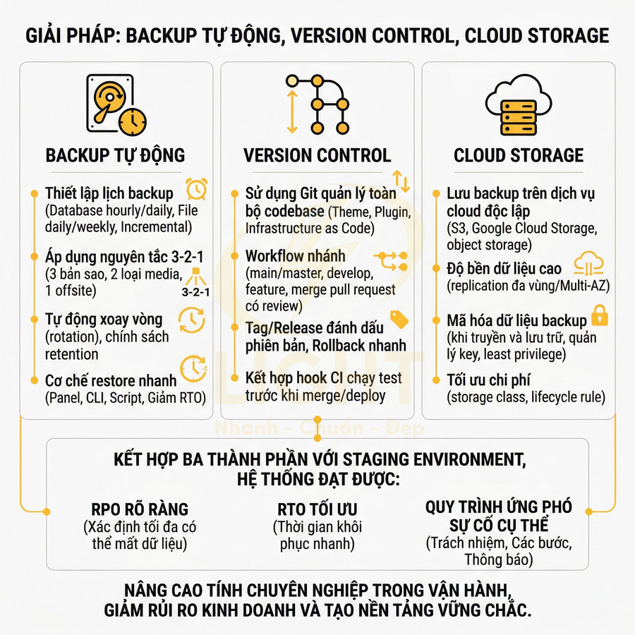Giải pháp backup tự động, version control và cloud storage cho hệ thống web chuyên nghiệp