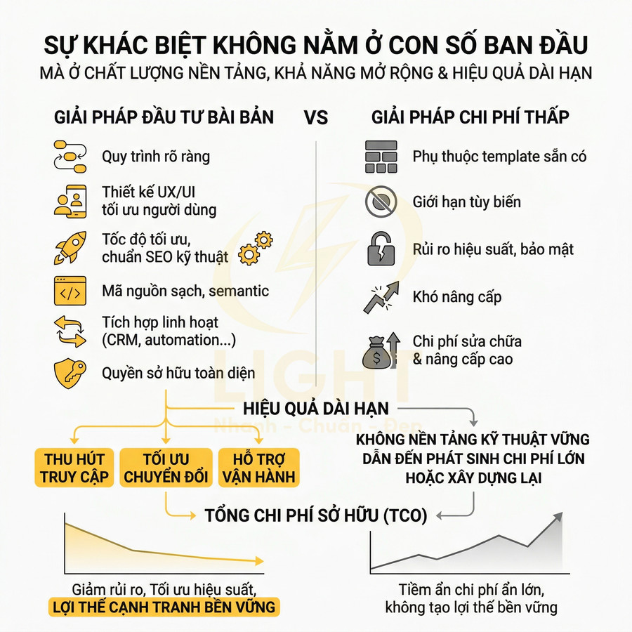 Giá thiết kế website chuyên nghiệp và website giá rẻ khác gì?