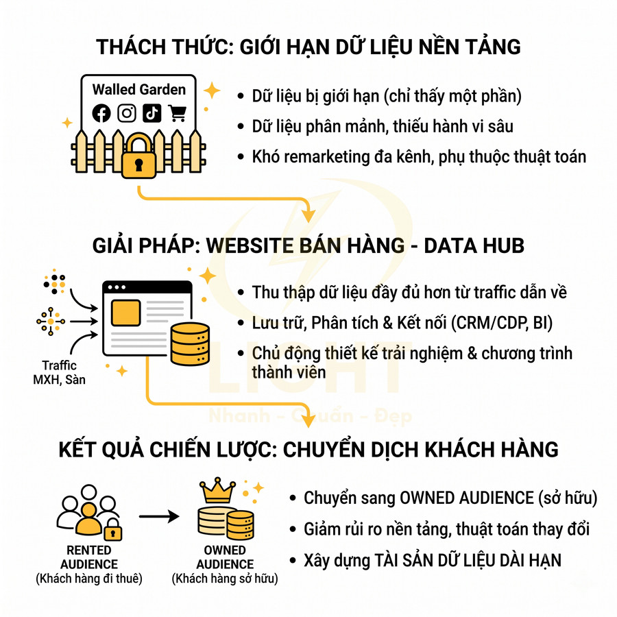 Mô hình chuyển đổi dữ liệu khách hàng từ nền tảng mạng xã hội sang website bán hàng làm data hub