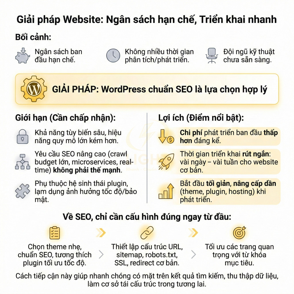 Infographic giải pháp thiết kế website WordPress chuẩn SEO cho doanh nghiệp ngân sách hạn chế