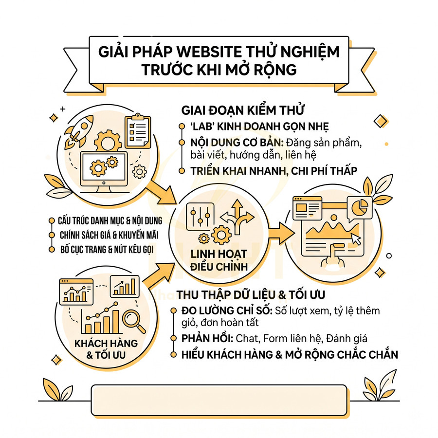 Giải pháp website thử nghiệm trước khi mở rộng với các bước kiểm thử, điều chỉnh linh hoạt và tối ưu khách hàng