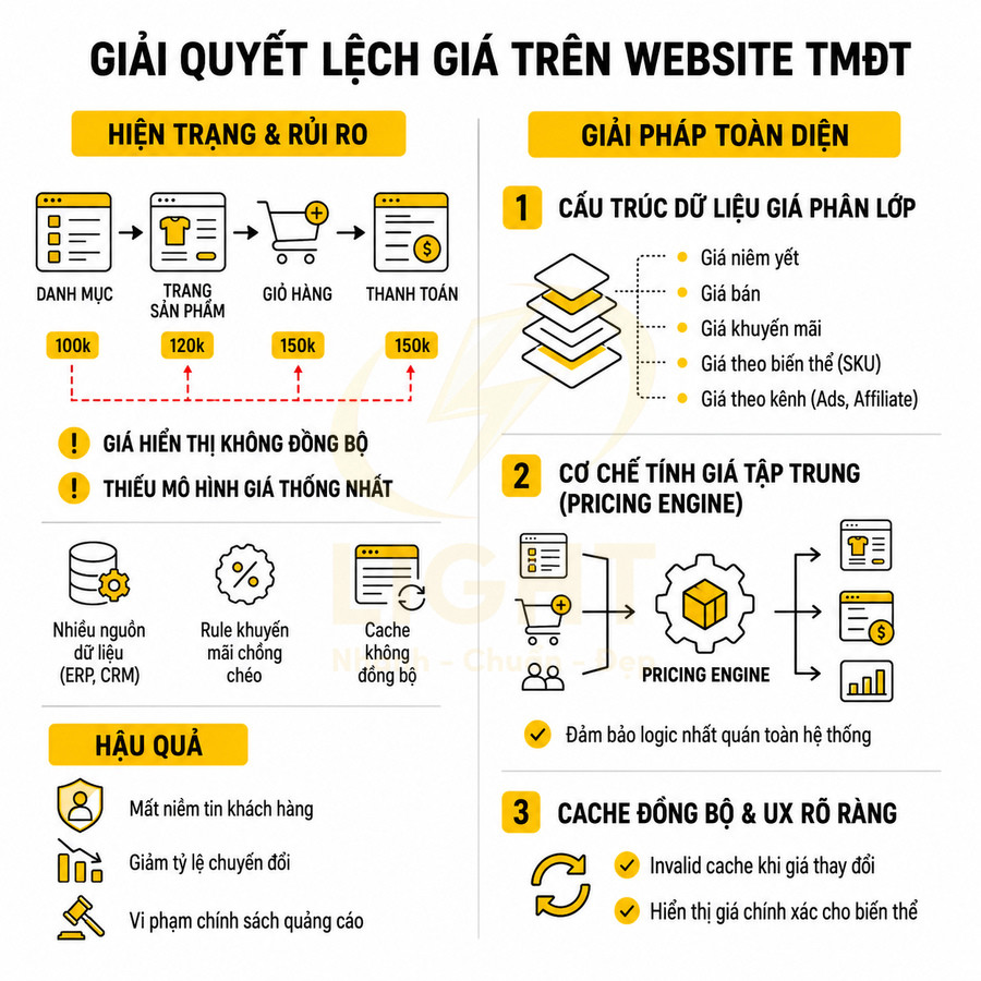 Giải pháp xử lý lệch giá trên website thương mại điện tử với cấu trúc dữ liệu giá và pricing engine