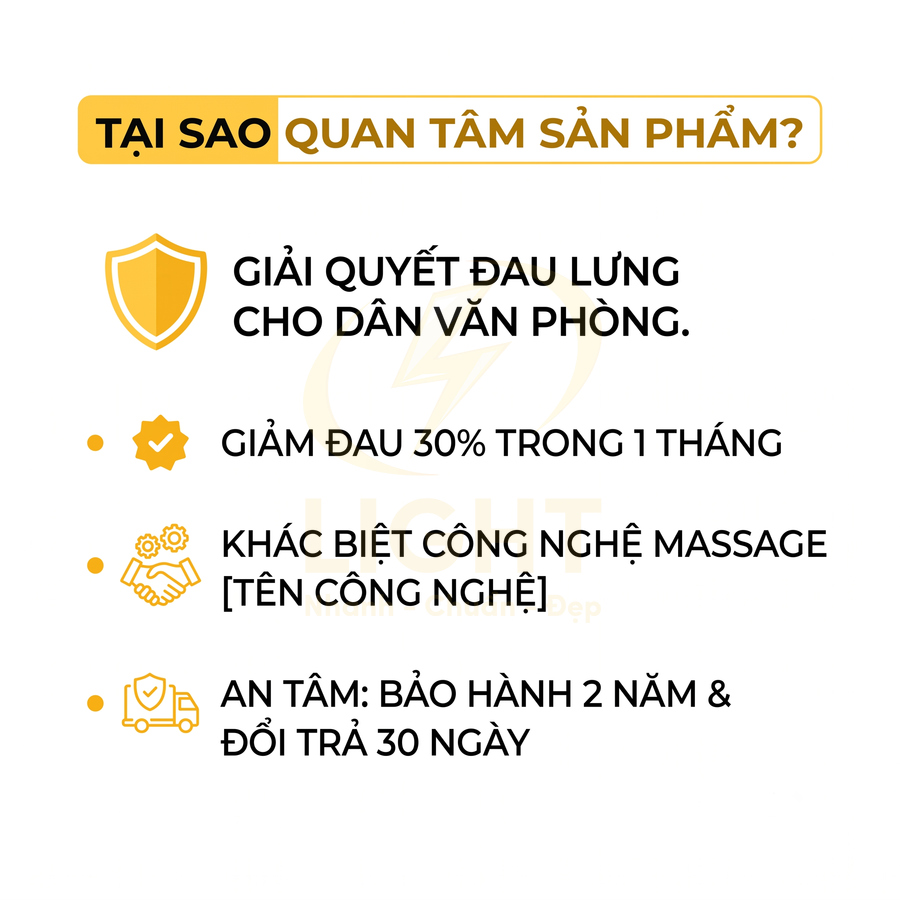 Sản phẩm massage hỗ trợ giảm đau lưng cho dân văn phòng, giảm đau 30, bảo hành 2 năm và đổi trả 30 ngày