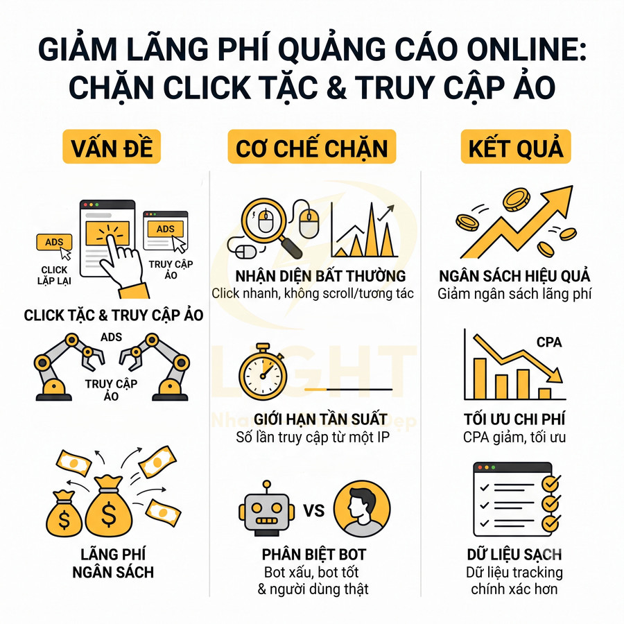 Giải pháp chặn click tặc và truy cập ảo giúp giảm lãng phí ngân sách quảng cáo online và tối ưu chi phí
