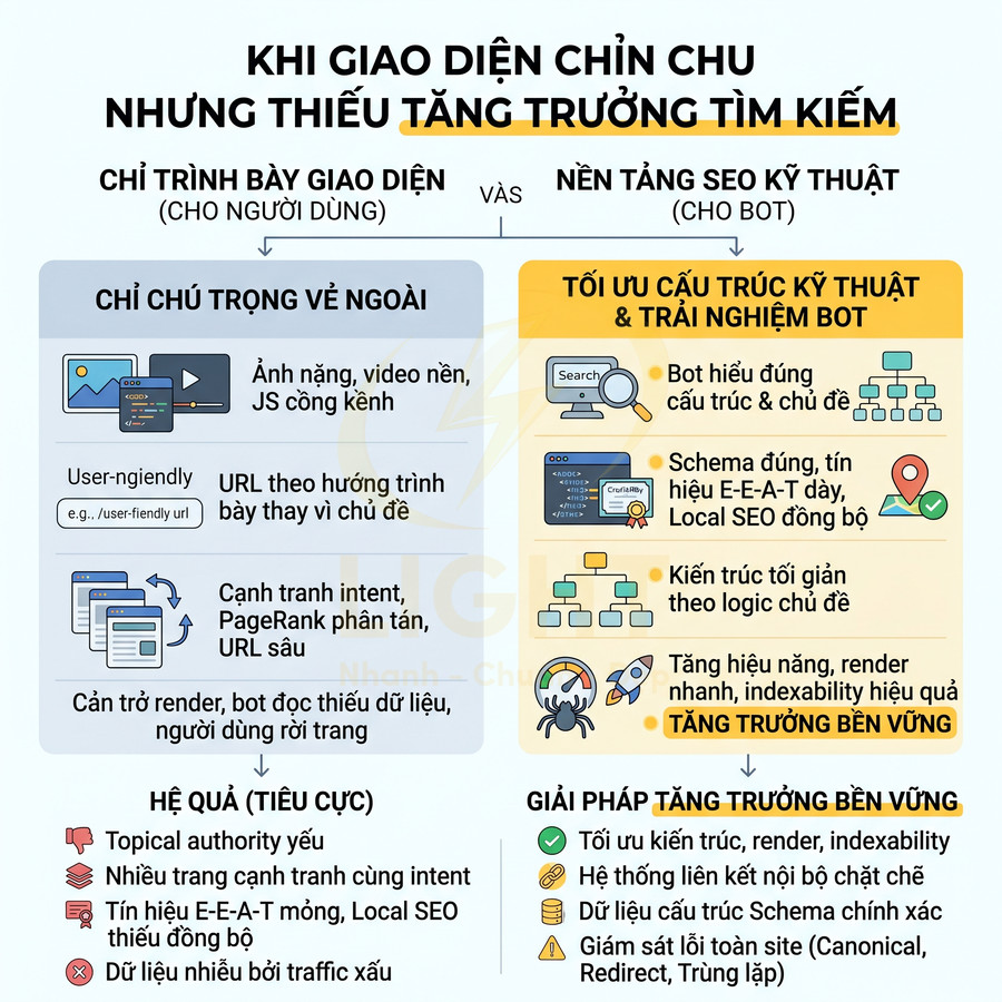 Những lỗi kỹ thuật khiến website nhìn đẹp nhưng SEO mãi không lên