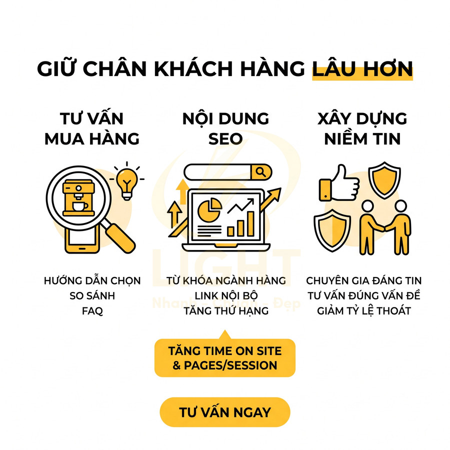 Thiết kế giới thiệu dịch vụ tư vấn SEO giúp giữ chân khách hàng lâu hơn và tăng time on site cho doanh nghiệp