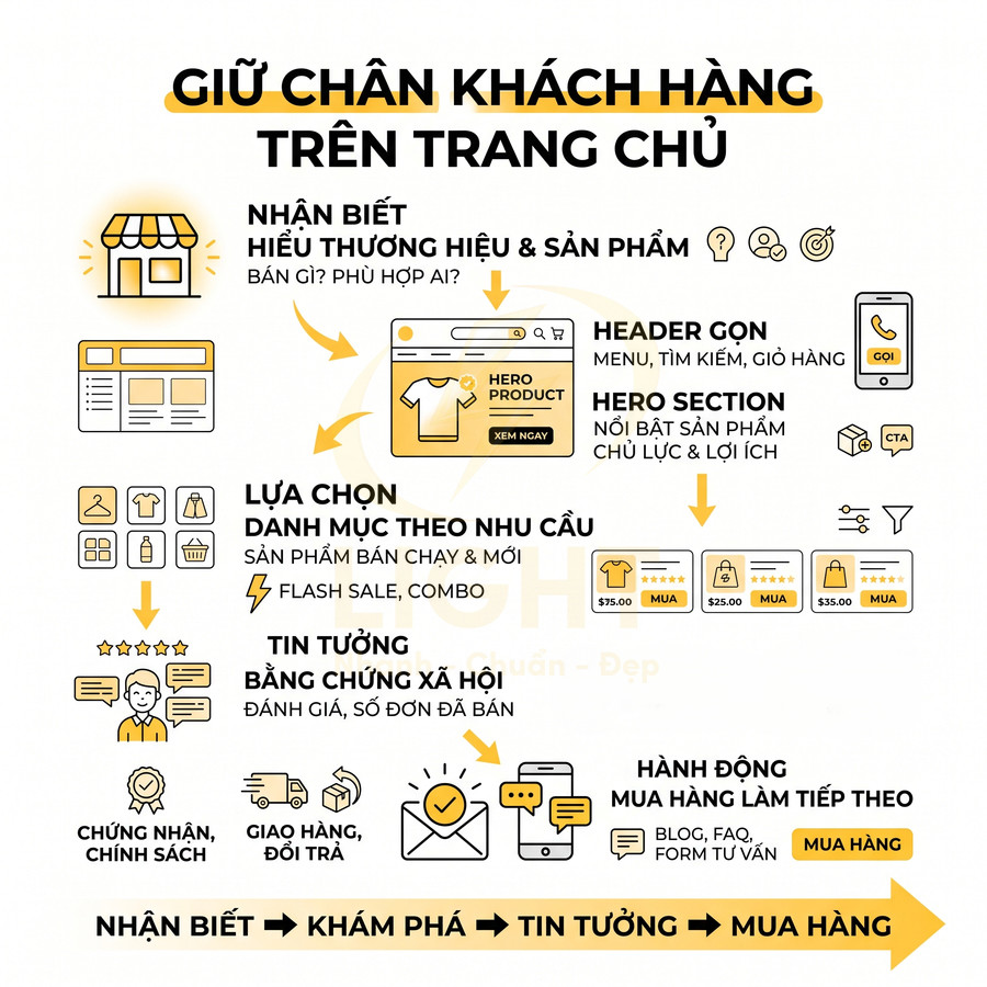 Cấu trúc trang chủ website bán hàng như thế nào để giữ chân khách?