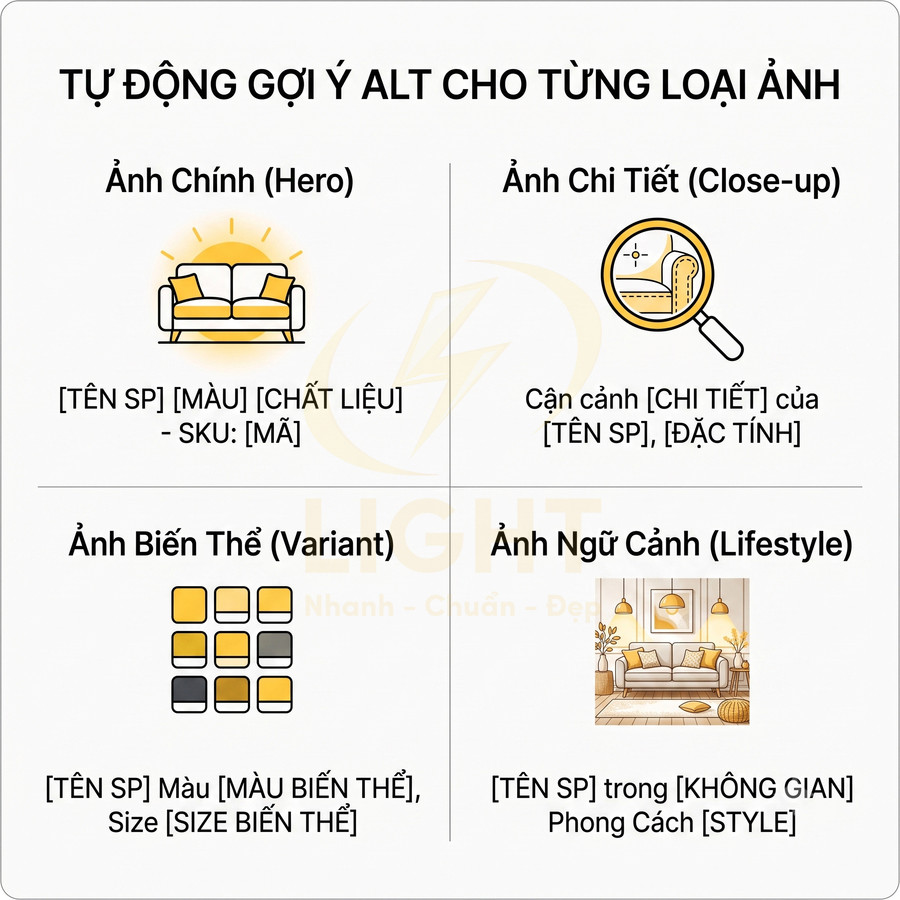 Hướng dẫn tạo thẻ alt chuẩn SEO cho ảnh sản phẩm theo từng loại ảnh khác nhau
