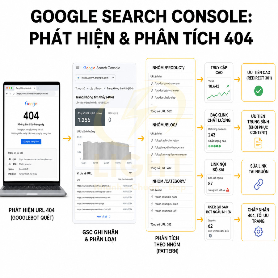 Hướng dẫn dùng Google Search Console phát hiện và phân tích lỗi 404 để tối ưu SEO website