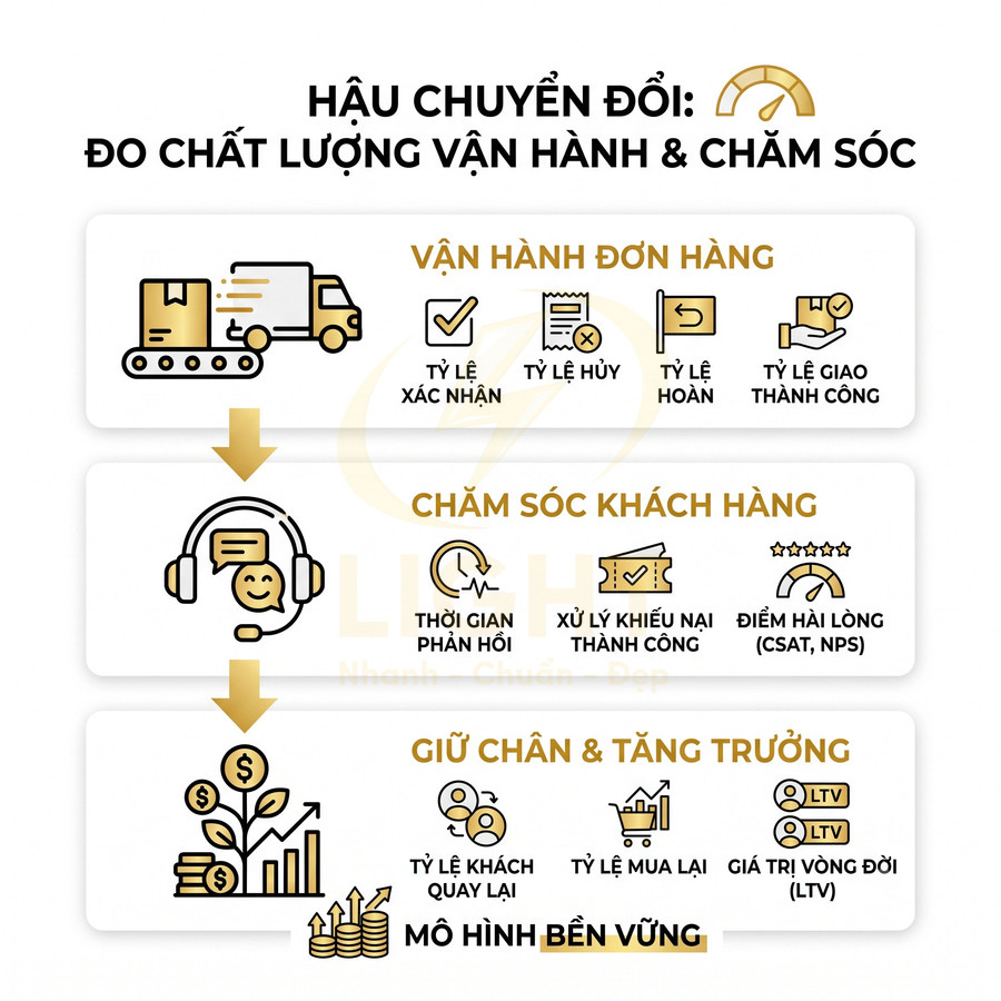 Mô hình đo chất lượng vận hành và chăm sóc khách hàng sau chuyển đổi để giữ chân và tăng trưởng bền vững