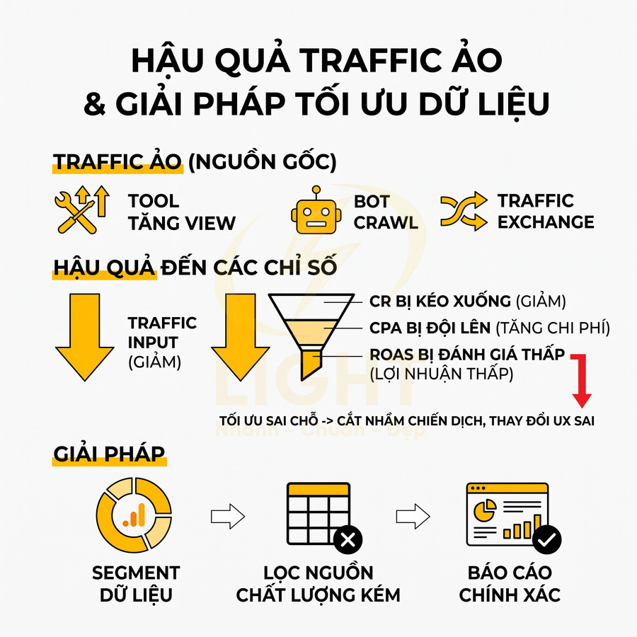 Hậu quả traffic ảo và giải pháp tối ưu dữ liệu, quy trình segment dữ liệu lọc nguồn kém và báo cáo chính xác
