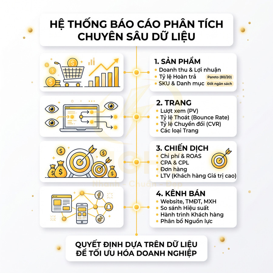 Hệ thống báo cáo phân tích dữ liệu marketing đa kênh giúp tối ưu sản phẩm, trang web, chiến dịch và kênh bán hàng